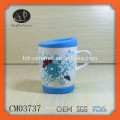 ceramic coffee mug with silicone bottom and lid,Chinese ceramic tea mug with lid,mug in individual white box